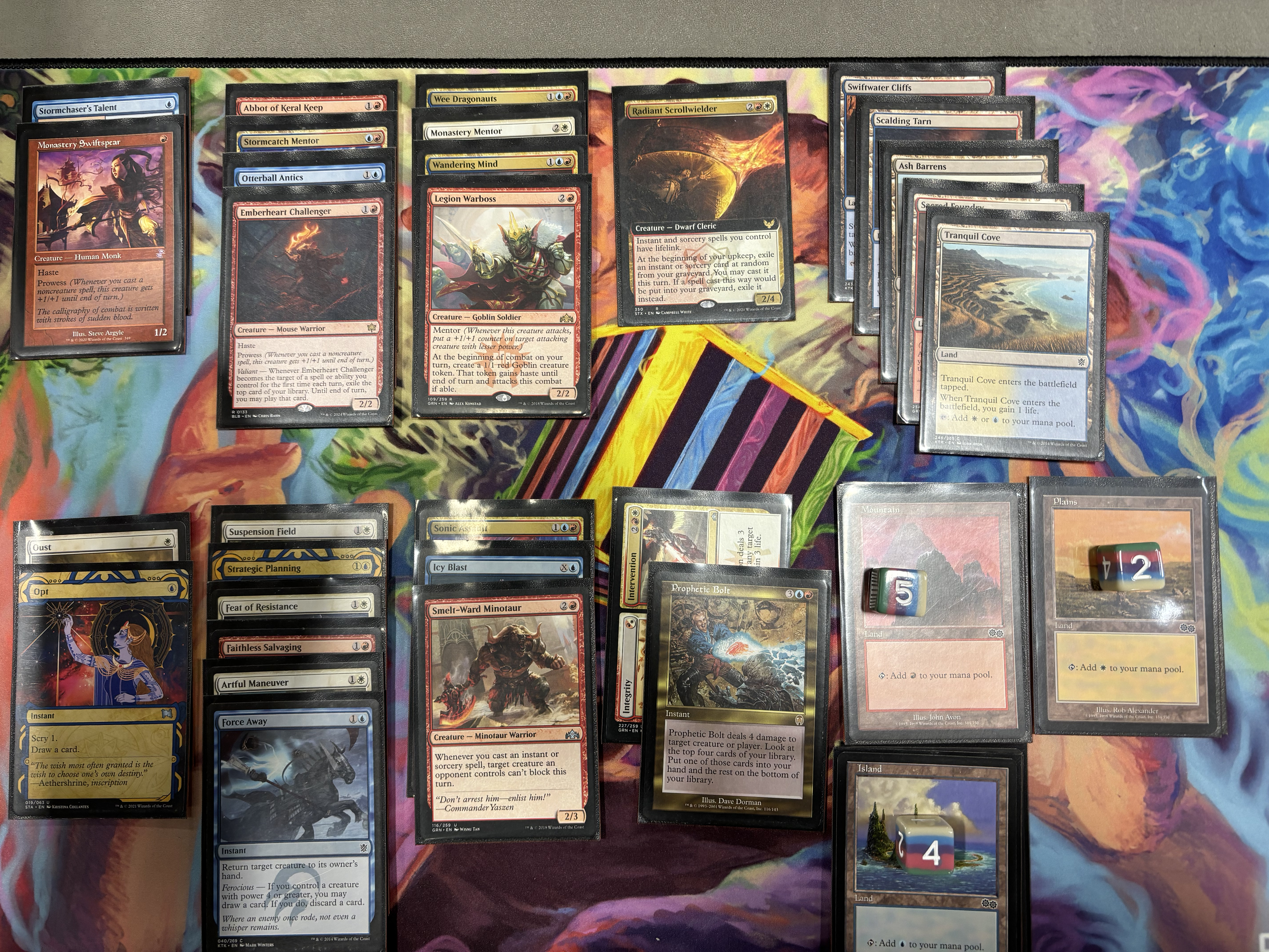 My Jeskai tempo deck, laid out by curve